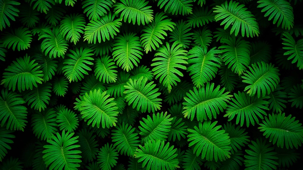 Vista aérea de un dosel de helechos densamente empaquetados en el piso del bosque tropical mostrando su papel en la estructura del ecosistema