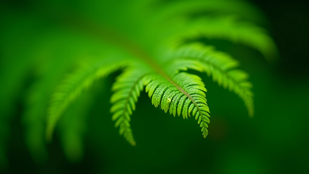 Primer plano de frondas de helecho mostrando la estructura de las pinnas y pínulas, luz natural del bosque